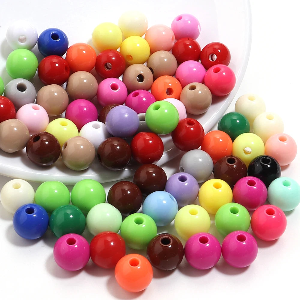 10-100Pcs/Lot 6-20mm Solid Color Round Acrylic Beads Loose Spacer Beads For DIY Keychains Decoration Handmade Crafts Accessor