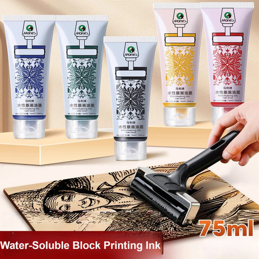 75ml Water-based Printmaking Ink for Printing on Paper or Cardboard with Linoleum,Wood or Soft Block Surfaces Plates or Polyf