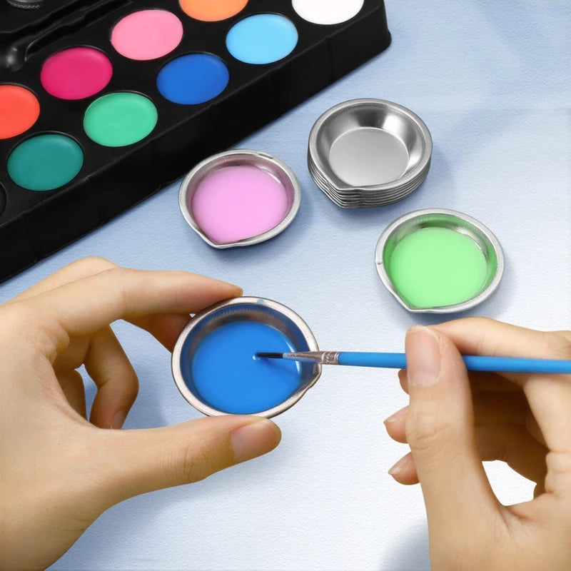 12/24pcs Stainless Steel Painting Color Bowls Oil Paint Trays Paint Color Mixing Cups Color Mixer Children DIY Painting Tools