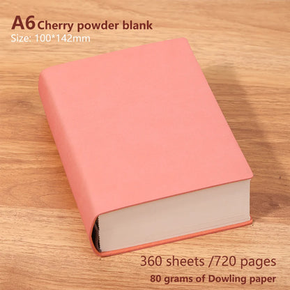 720 page blank inner notebook, soft synthetic leather surface, minimalist drawing book,ultra thick notebook, small and fresh 