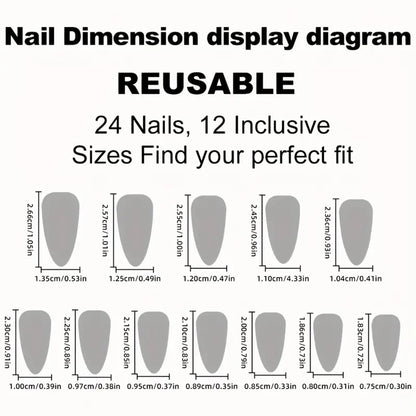 96pcs Almond Shaped Press on Nails, Medium Length, Glossy Finish, Pink & White Gradient, French Stripe Design, Fashionable & 