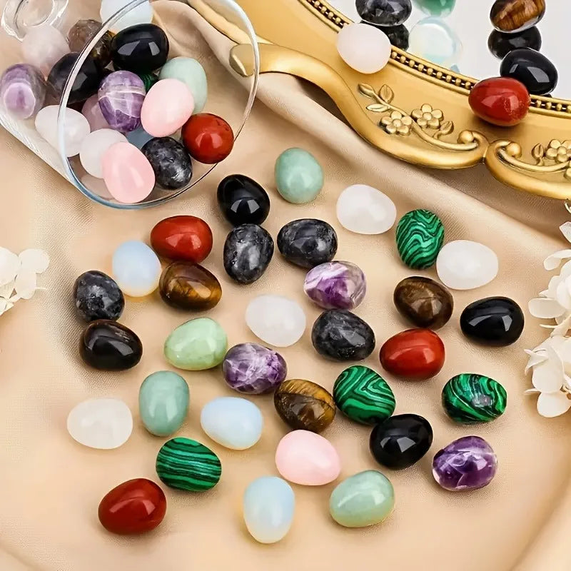 12 PCS Egg Stones, Polished Crystal Stones, DIY Decorations, Suitable as Home Décor, Desktop Ornaments, Aquarium Decorations