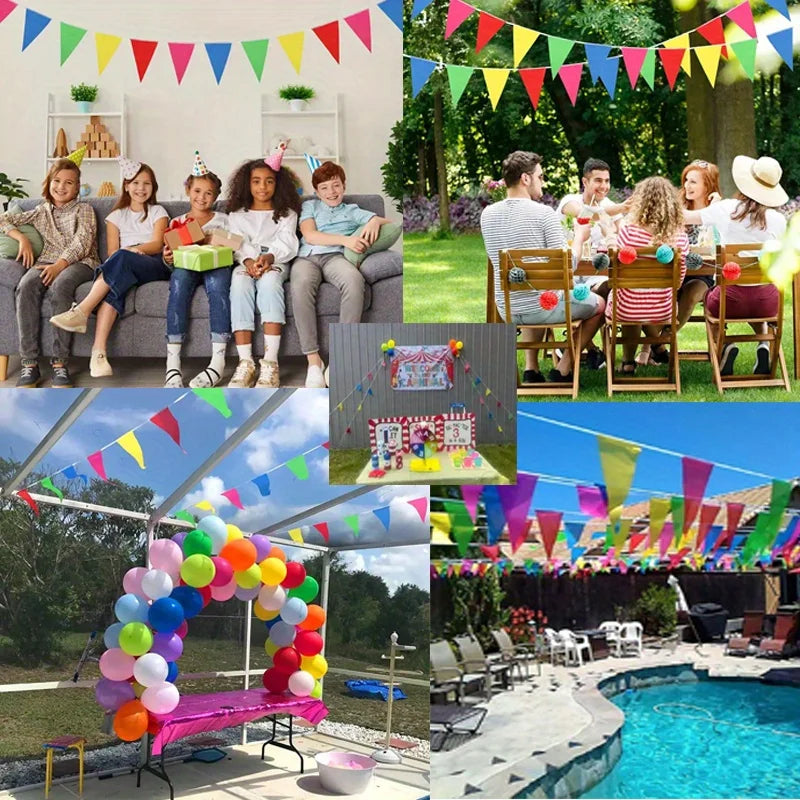 500/300/100Pcs Flags Colorful Pennant Banner Flags Triangle Flags, Garland for Theme Birthday Party, Outdoor Event Anniversar