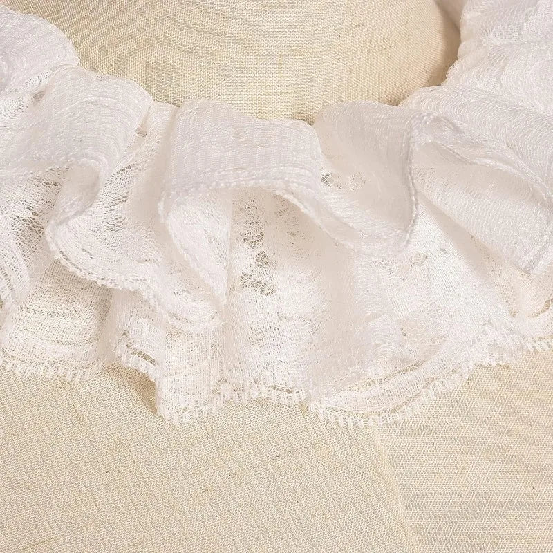 Vintage Lace Ruffled Multi-layer Detachable Collar Victorian Edwardian White Costume Neck Collar for Women Girls