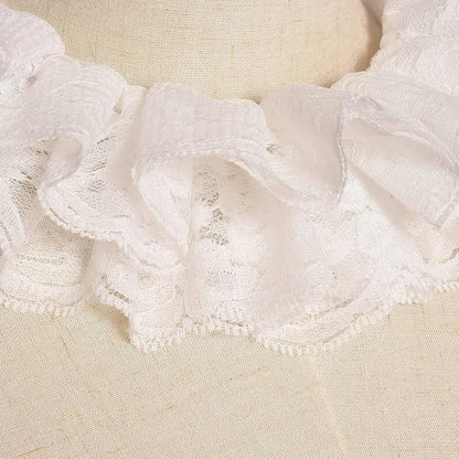 Vintage Lace Ruffled Multi-layer Detachable Collar Victorian Edwardian White Costume Neck Collar for Women Girls