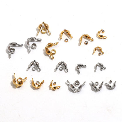 100pcs/lot Stainless Steel Gold Plated Connector Clasp Crimp End Beads For Bracelet Necklace Chains DIY Jewelry Making Suppli