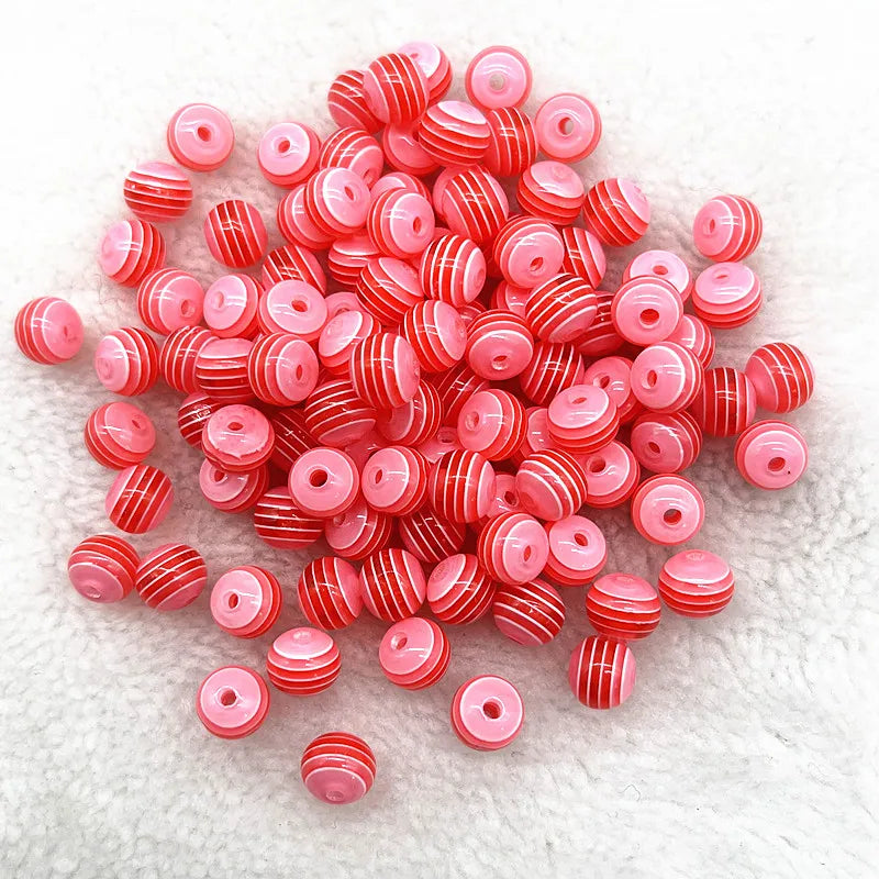 6mm 8mm Round Transparency Resin Beads Stripe Spacer Beads for Jewelry Making Children Handcraft Department DIY Accessories -