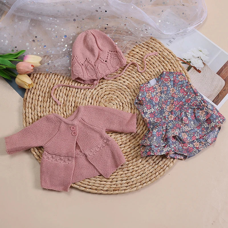 Dolls Clothes for 45cm Baby Dolls DIY Doll Accessories for 45cm Dolls Sweater Jumpsuite Clothes for Reborn Baby Dolls - flowe