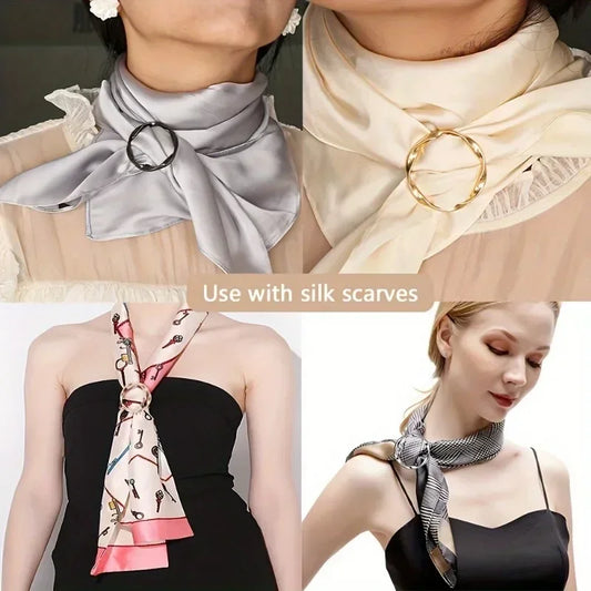 5pcs Fashion Metal Round Circle Clip Buckle Shawl T-Shirt Tie Clip Brooch Waist Buckle Versatile Clothing Ring Wrap Holder