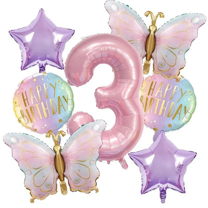 Birthday Decorations, Pink Butterfly Balloons Set, Custom Happy Birthday Banner, Personalized Party Decor, Whimsical Birthday