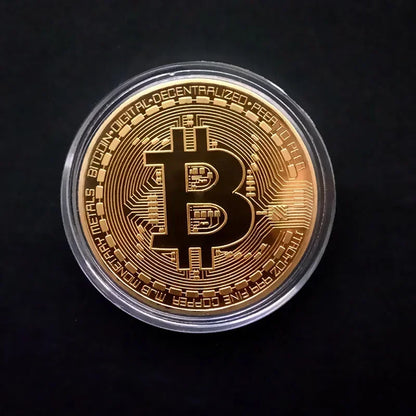 5pcs Gold Plated Casascius Art Collection Gift crypto Commemorative Physical Metal AntiqueImitation Bitcoin Coin Collectible 