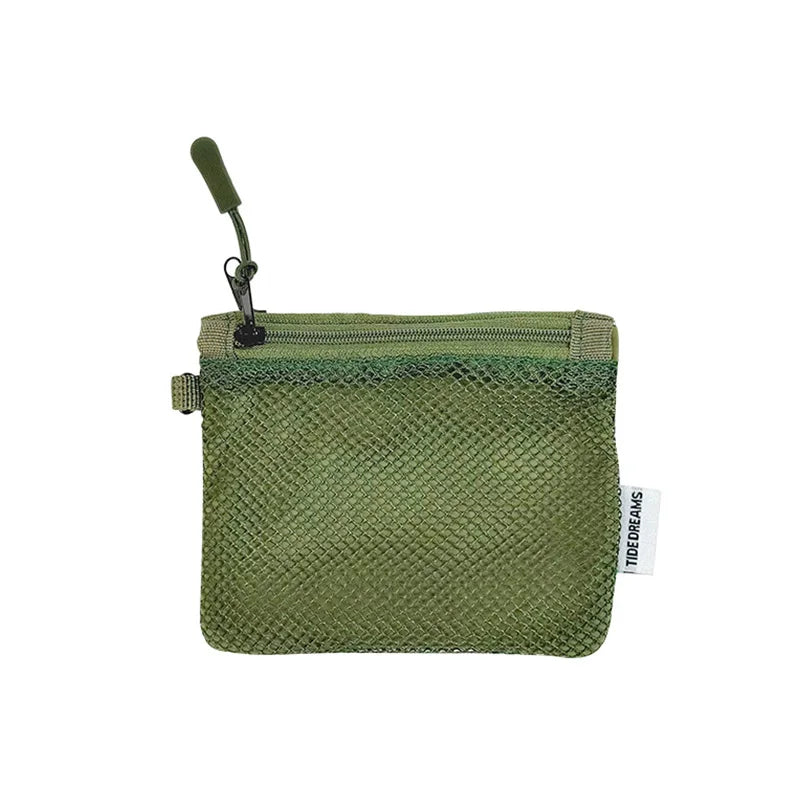 Travel Makeup Storage Bags New Mesh Coin Purse Simple Portable Mini Bag Multi-purpose Square Bag Double-layer Zipper Card Hol