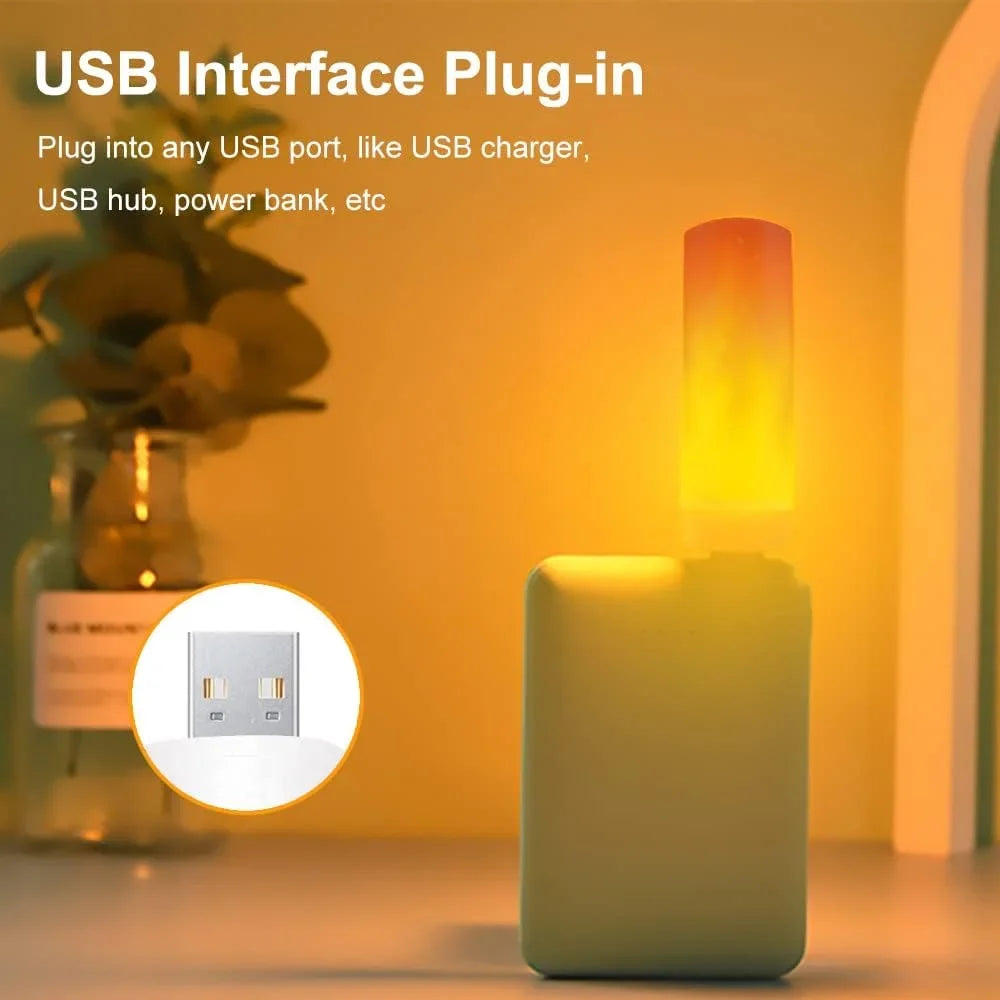 5V USB LED Flame Effect Light Bulbs USB Flame Lamp Candle Bulb Flameless Night Light Flickering Fire Bulb for Home Party Deco