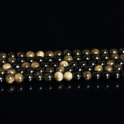 Natural Stone Golden Obsidian Bead Irisation Round Loose Spacer 4 6 8 10 12mm For Jewelry Making Diy Bracelet Necklace Access