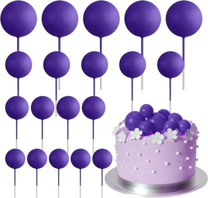 20-Piece Mini Balloon Cake Topper Decorations with Gold Ball Picks - Festive Cake Decor for Celebrations - Dark Purple
