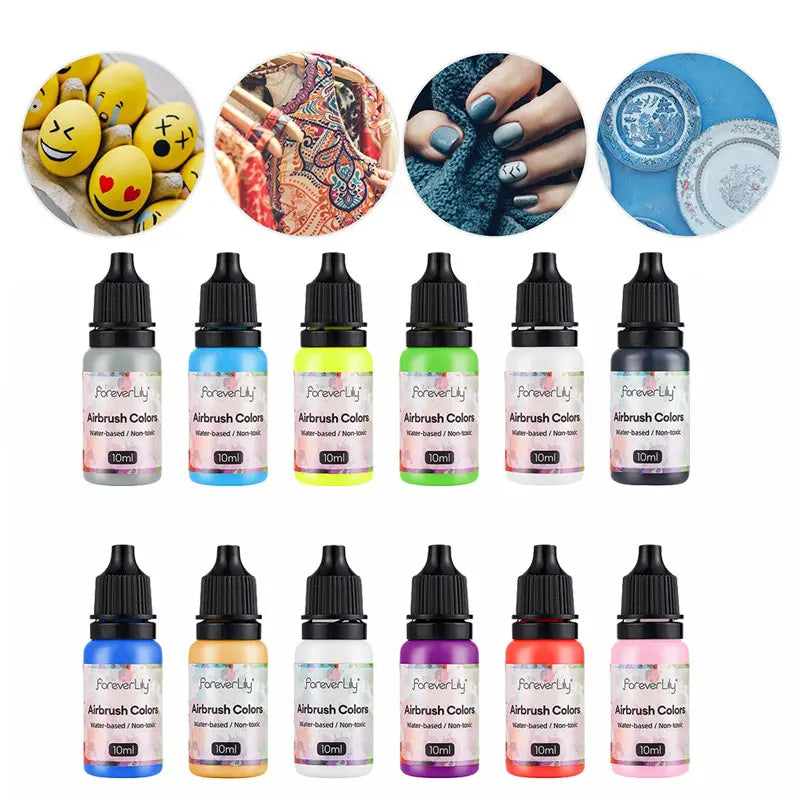 12pcs Nail Polish Paint Airbrush Nail Ink Use For Airbrush Spray Gun Color Painting Stencil Making Hollow Pattern Nail Art To