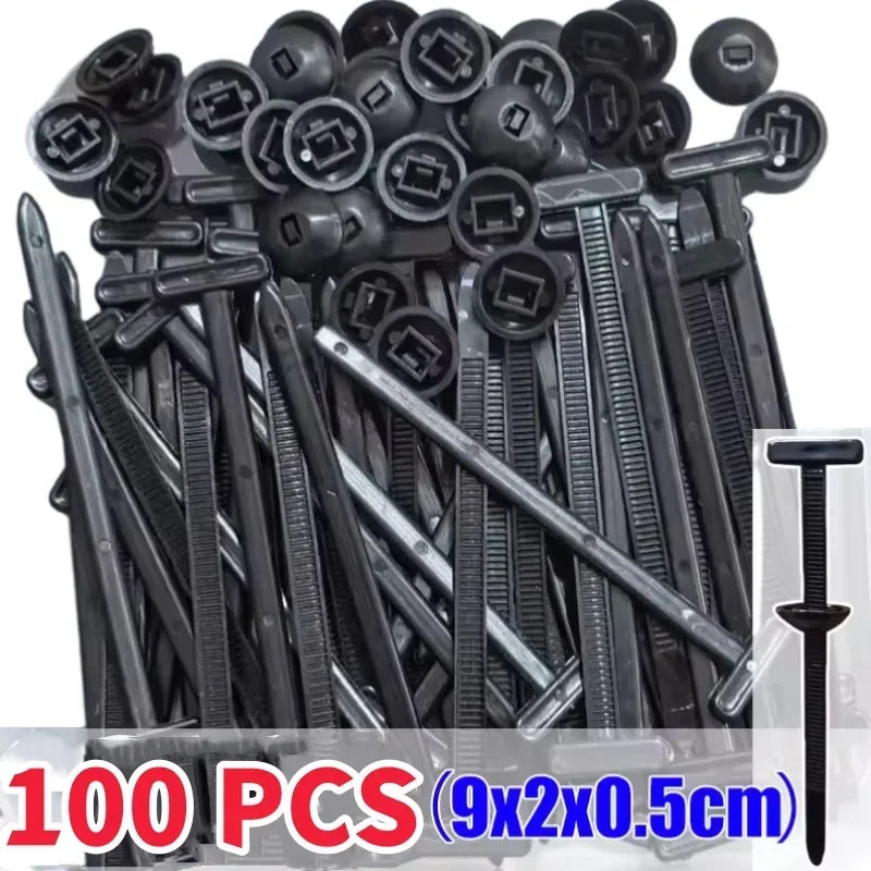 300/10PCS Self-Locking Nylon Cable Tie Buckle Heavy Duty Zip Ties Holder with Pin Fasteners Car Body UV Resistant Zipties - 1