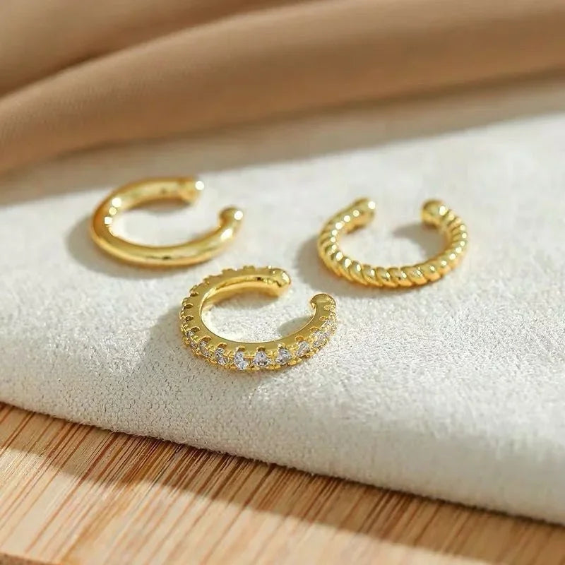 LATS Clips Earrings for Women Unisex Minimalist Fashion Cartilage Hoop Earings Set Ear Cuff Fake Piercing Clip on Ear Jewelry