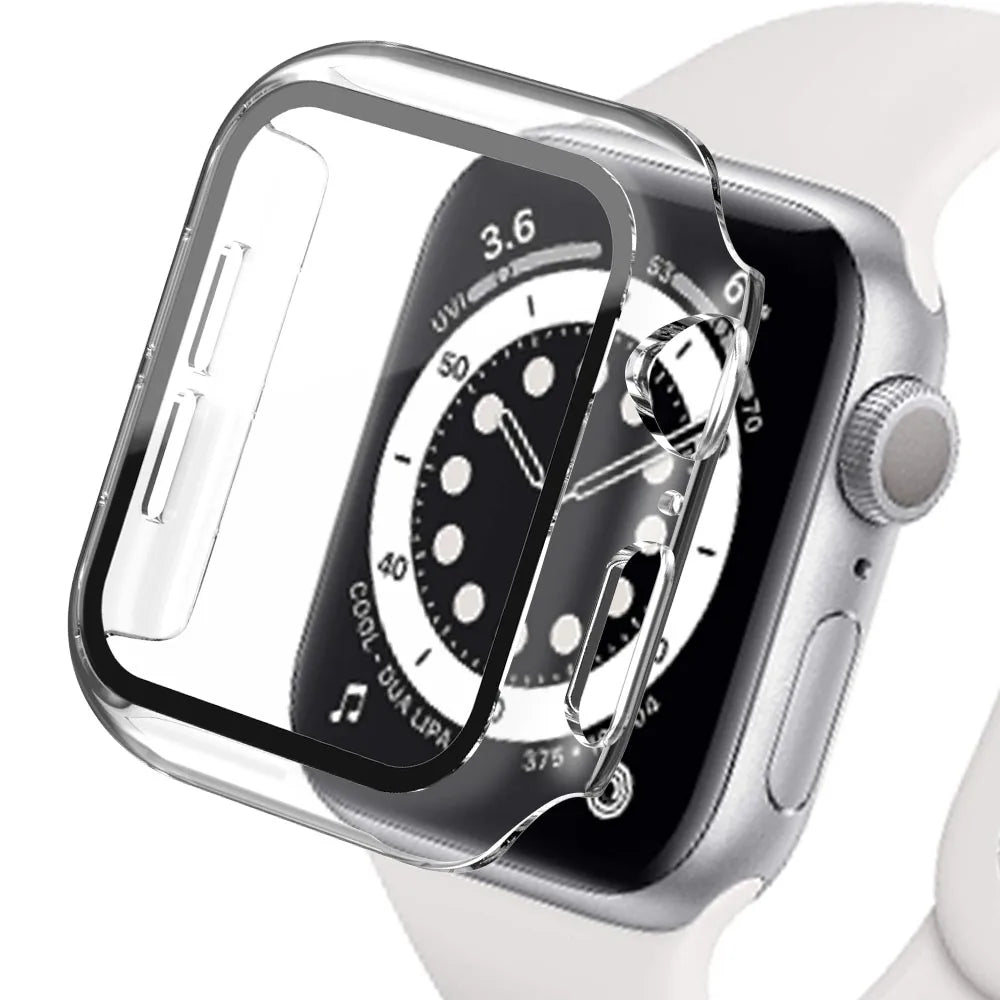 Tempered Glass+cover For Apple Watch Accessories 45mm 41mm 44mm 40mm 42mm Screen Protector Apple watch Case serie 9 4 5 6 SE 