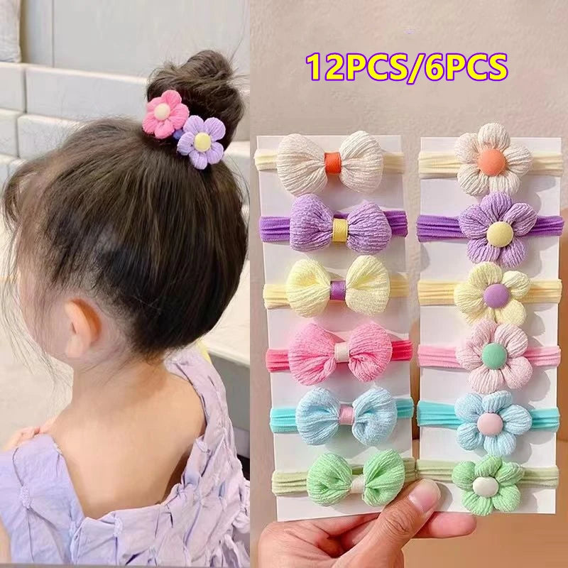 20PCS 10PCS Hair Accessories For Girl Elastic Hair Bands Flowers Style Hair Ring Children Birthday Party Headdress Headwear