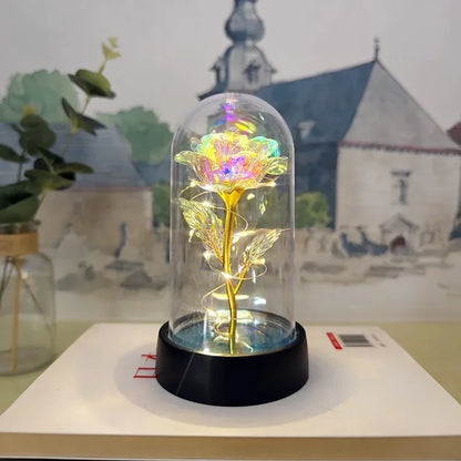 Artificial Rose Flowers Valentines Day Gift for Girlfriend Eternal Rose LED Light Foil Flower Wedding Decor Christmas Gifts -