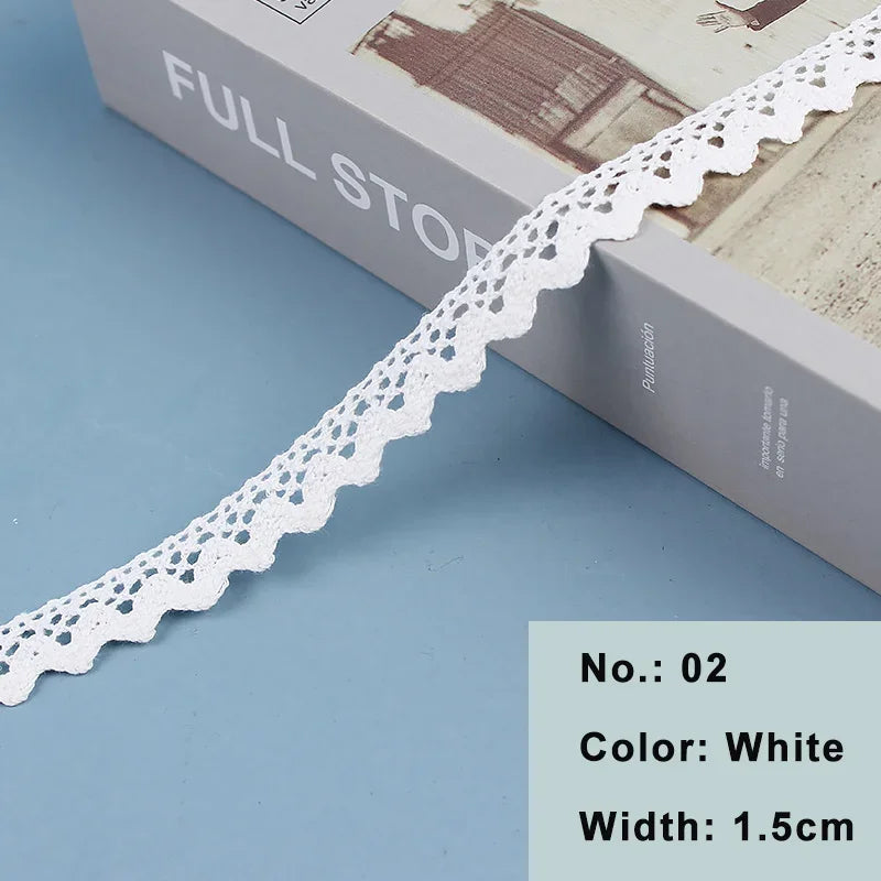 Lace Trim, Vintage Scalloped Cotton, 2 Yards Or 5 Yards, For Sewing, Scrapbooking, Diy Crafts - 02 white / 5Yards