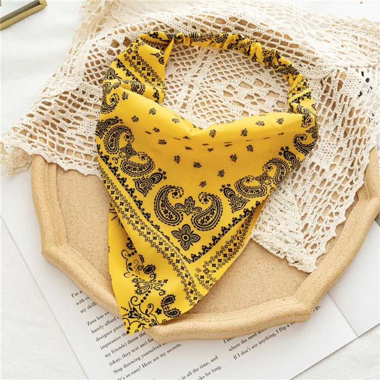 2022 Summer Vintage Print Flower Beach Bandana Hair Scarf Fashion Elastic Rubber Headbands for Women Girl Hair Accessories - 