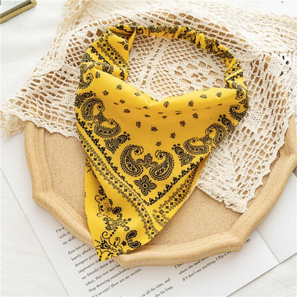 2022 Summer Vintage Print Flower Beach Bandana Hair Scarf Fashion Elastic Rubber Headbands for Women Girl Hair Accessories - 