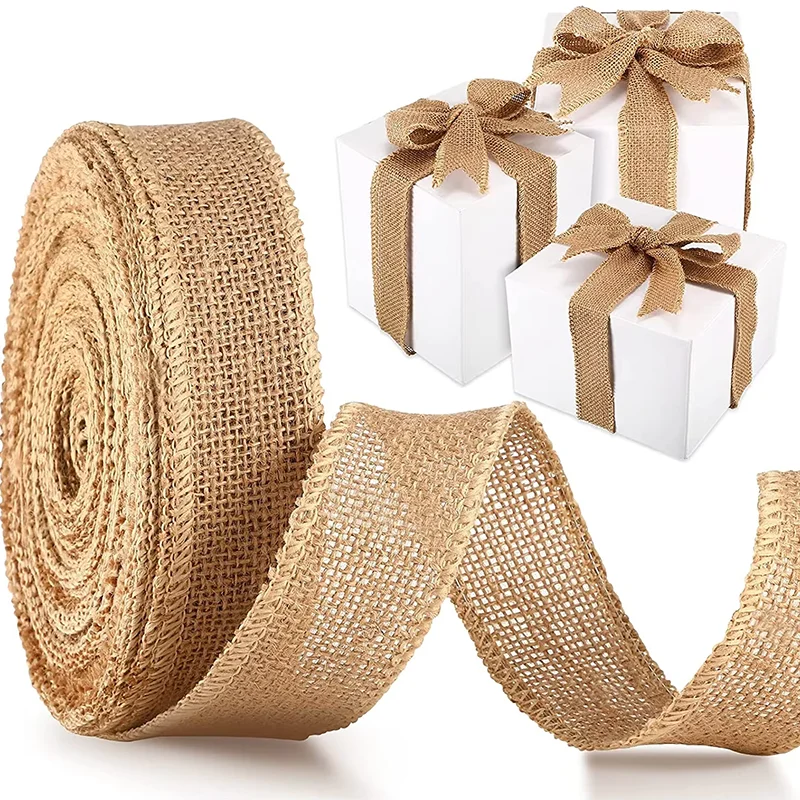 Natural Burlap Fabric Roll 25/30/40/50/60/80/100/120/150mm Jute Ribbon for Gift Wrapping Craft Projects Wedding Home Decor