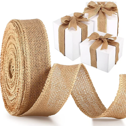 Natural Burlap Fabric Roll 25/30/40/50/60/80/100/120/150mm Jute Ribbon for Gift Wrapping Craft Projects Wedding Home Decor