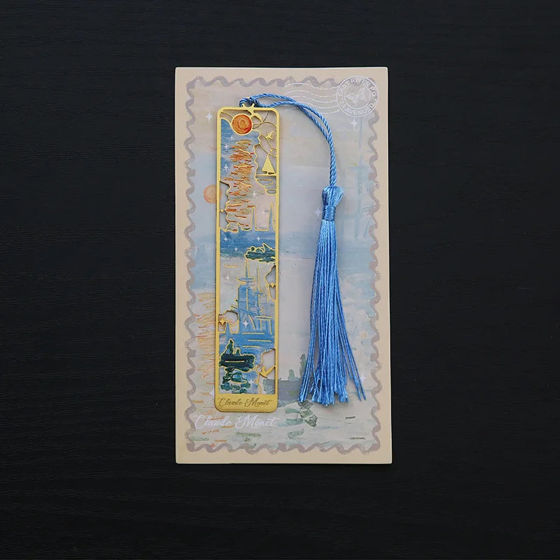 1 Pcs Lytwtw's Creative Metal Book Mark Vintage Oil Painting Bookmark Office School Supplies Funny Gift Stationery Items