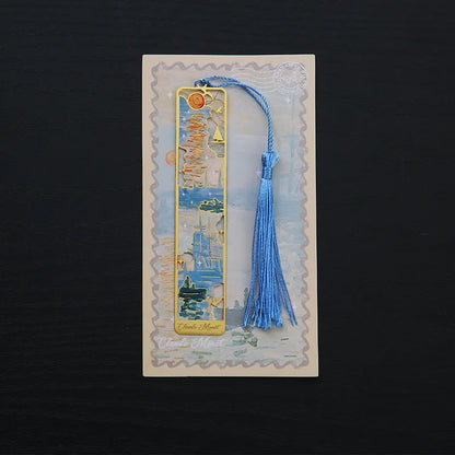 1 Pcs Lytwtw's Creative Metal Book Mark Vintage Oil Painting Bookmark Office School Supplies Funny Gift Stationery Items