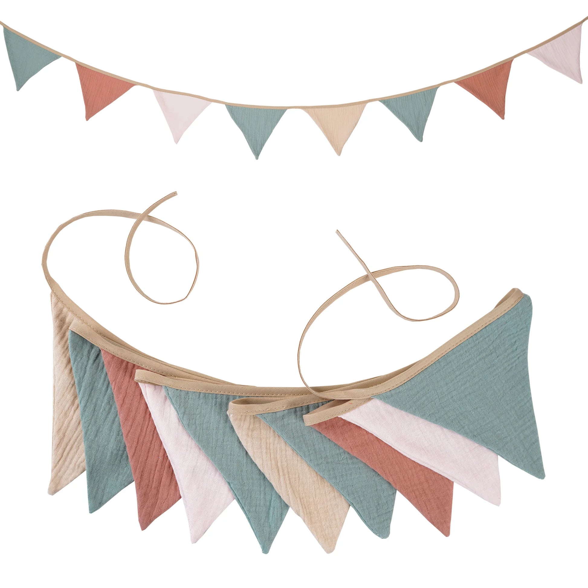 2.6M Nursery Fabric Bunting 10 Triangle Pennant Flags Party Decor Banner Home Baby Shower Carnival Garland - NO007-Light Cand