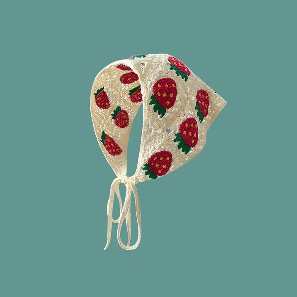Retro Knitted Triangle Headband Crochet French Pastoral Style Girl Flower Headscarf Handmade Hollow Beach Vacation Headkerchi