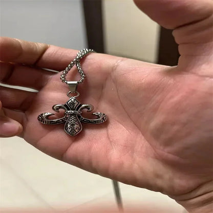 Vintage Cross Pendant Necklace Unisex Versatile Simple Long Sweater Chain Hip Hop Accessory