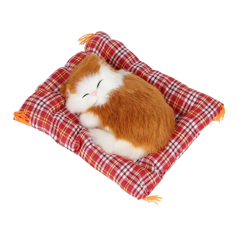 Lovely Plush Kittens Doll Toy Home Decoration Car-styling Car Ornaments Cute Simulation Sleeping Cats Dashboard Decoration - 