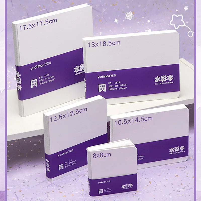 Watercolor paper painting book thick paper GSM300g square portable pocket book sketch 50% cotton pulp watercolor drawing book