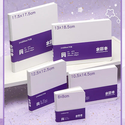 Watercolor paper painting book thick paper GSM300g square portable pocket book sketch 50% cotton pulp watercolor drawing book