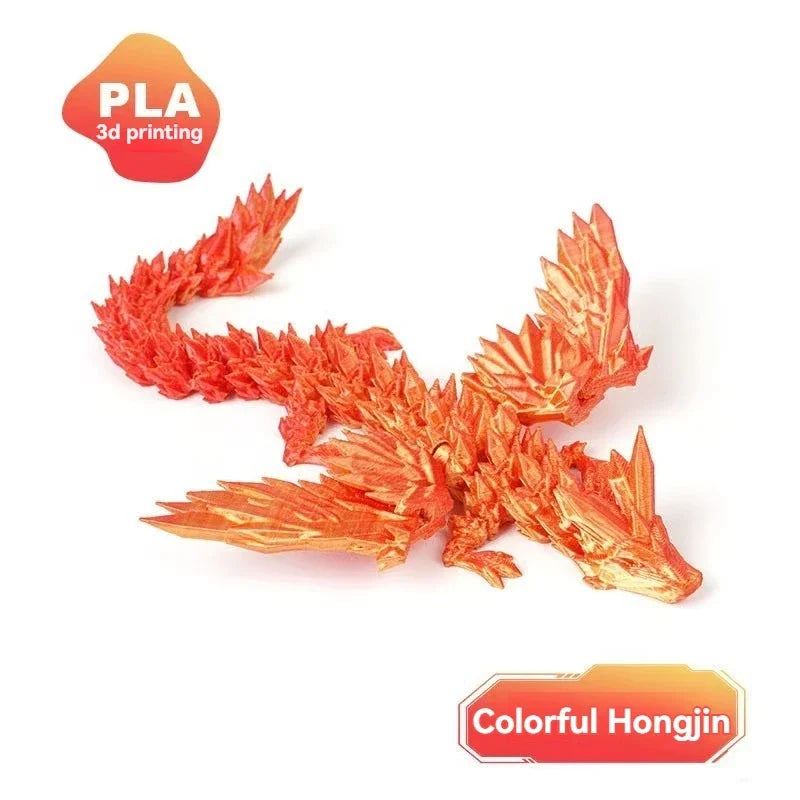 3D Printed Dragon Colorful Gem Dragon Figurines Movable Joint Rotatable Articulated Dragon Crafts Desktop Western Action Figu