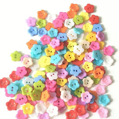 100Pcs Cute Plum Blossom Flower Buttons,Sewing Buttons Craft DIY Children's Handmade Buttons,Children's Sweater Buttons