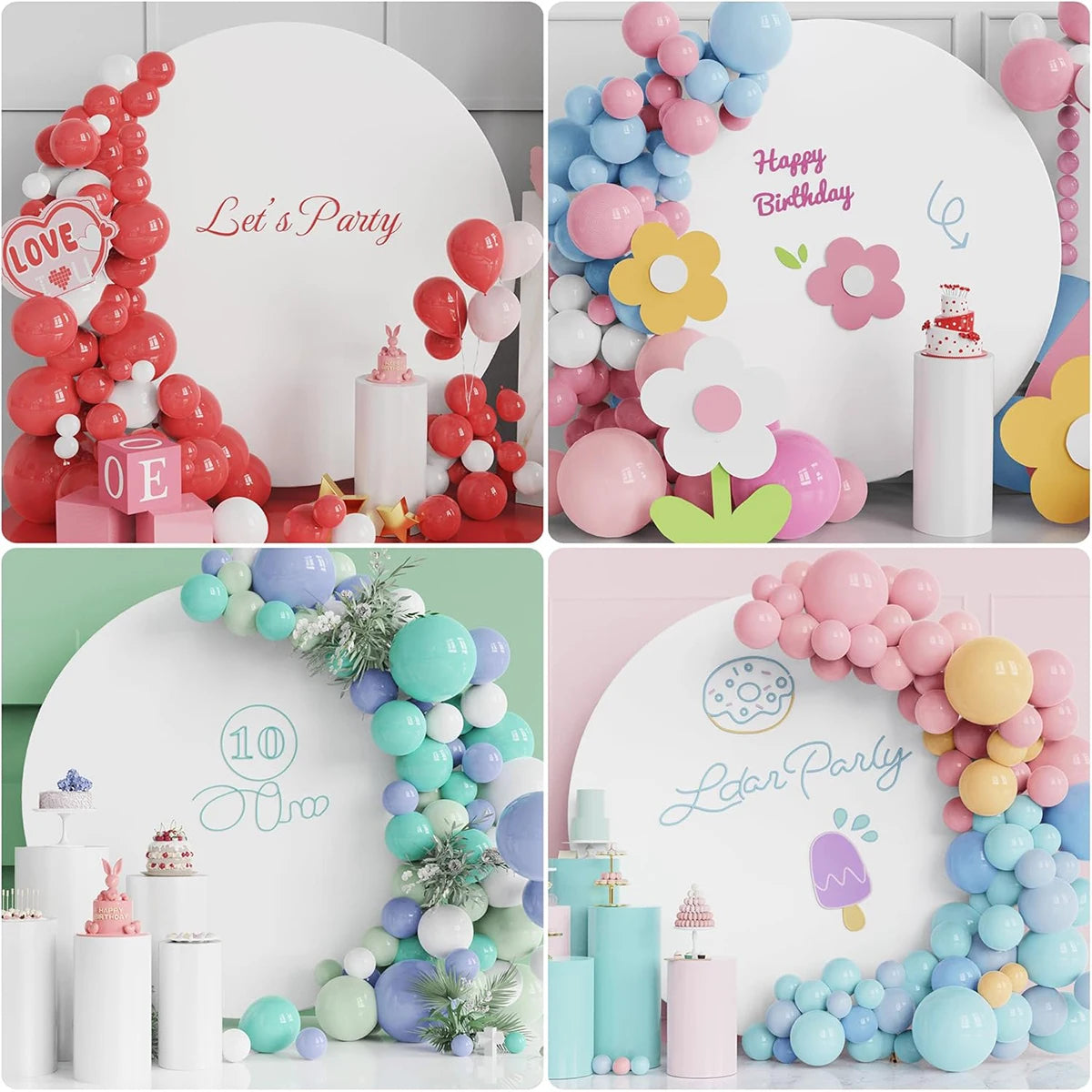 Pure Color Circle Round Backdrop Cover Wedding Baby Shower Birthday Party Decor Elastic Photo Background（Without Shelf）