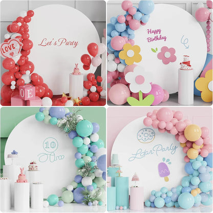Pure Color Circle Round Backdrop Cover Wedding Baby Shower Birthday Party Decor Elastic Photo Background（Without Shelf）