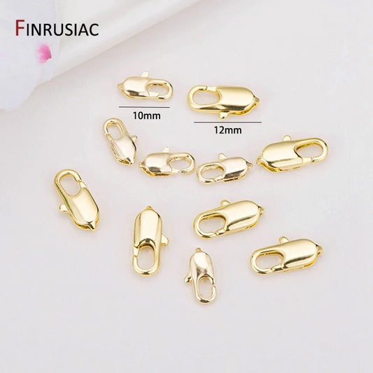14k Real Gold Plated Brass Lobster Clasps for DIY Bracelets Necklace Handmade Jewelry Making Components