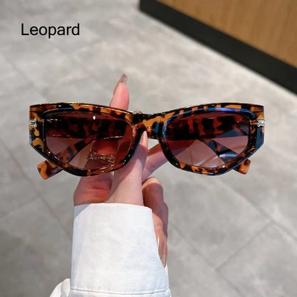 Vintage Cat Eye Sunglasses for Women New in Fashion Gradient Women Black Shades Trendy Chic Designer Sun Glasses - Leopard