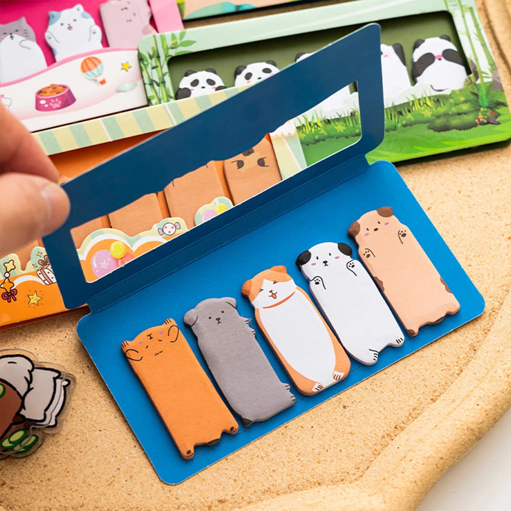 150 Sheets/Pack Cartoon Animals Sticky Notes Capybara Panda Cat Notepaper Memo Clips Decorative Paper Bookmarks Office School