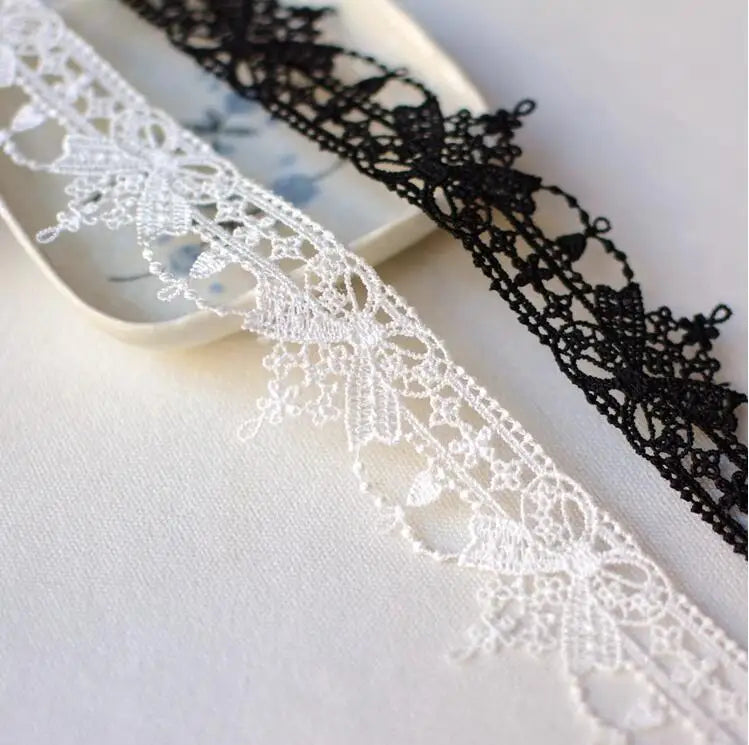 3 Meters Pretty Bow White Black Water Soluble High Quality Lace Trim Lace 3.5CM Wdith Fabric