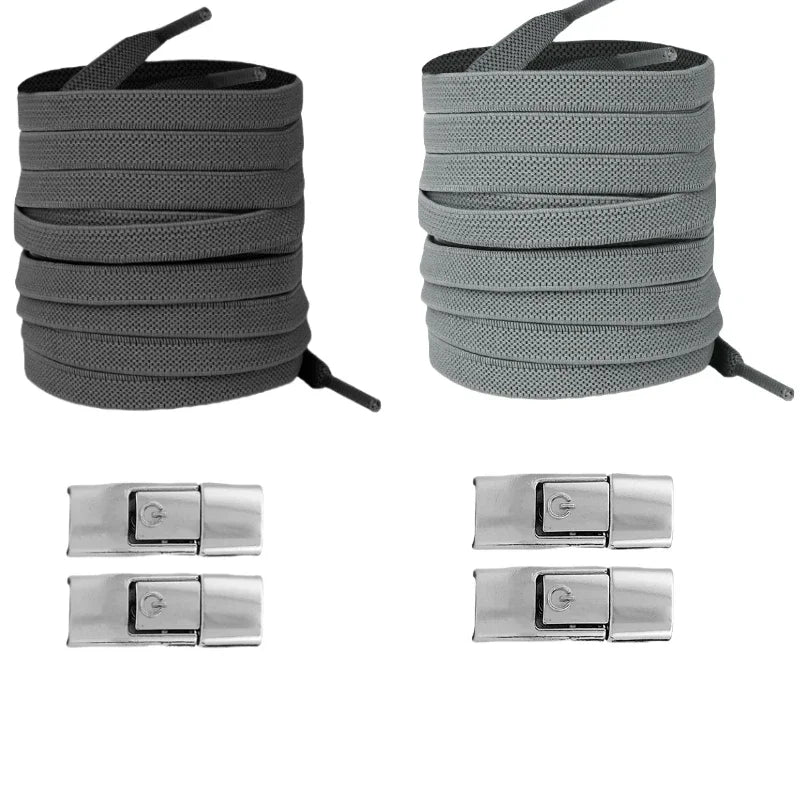 New Without Ties Elastic Laces No Tie Shoe Laces Press Lock Shoelaces Sneaker Kids Adult 8MM Widened Flat Shoelace for Shoes 