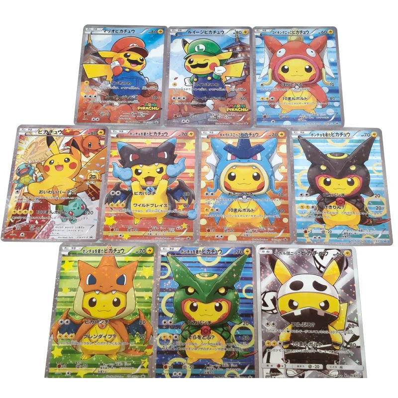 10PCS/set DIY PTCG Japanese Version Self-made Pocket Monster Card Cartoon Anime Peripheral Collection Game Card Holiday Gift 