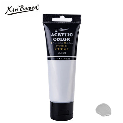 75ml Acrylic Paint for Wall Art Student DIY Graffiti Shoes Waterproof Sun Resistant Textile Painting Materials - Silver