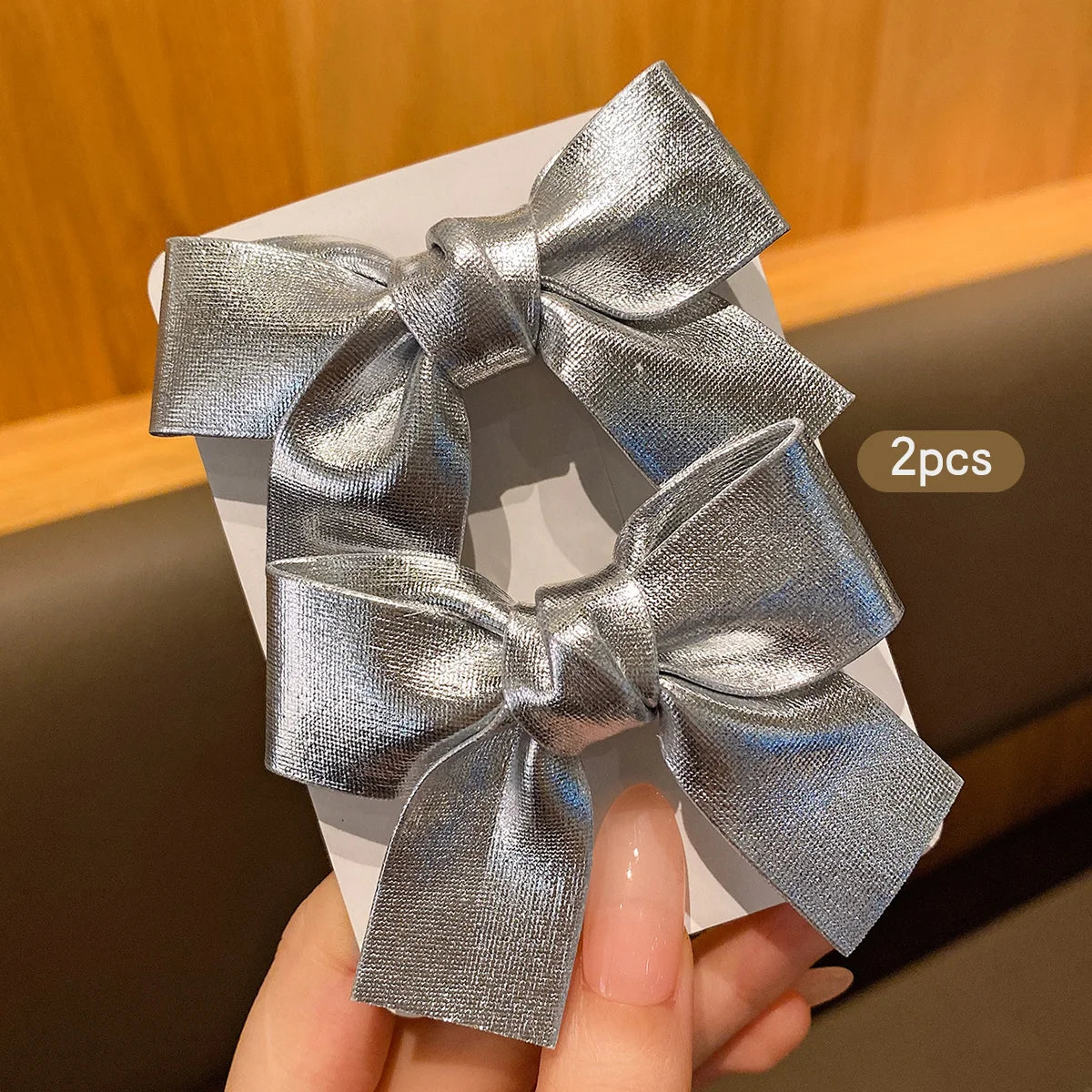 2 silver bow hair clips, fashionable and sweet style hair accessories suitable for daily use - 2pcs